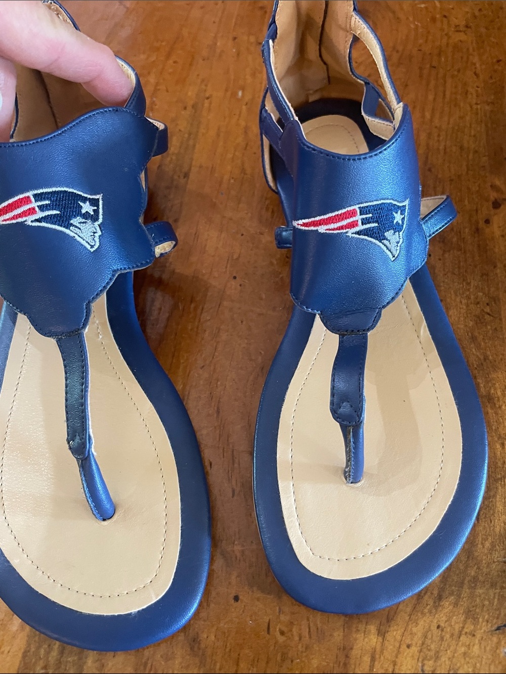 Women’s Navy Blue Football Logo Thong Sandals